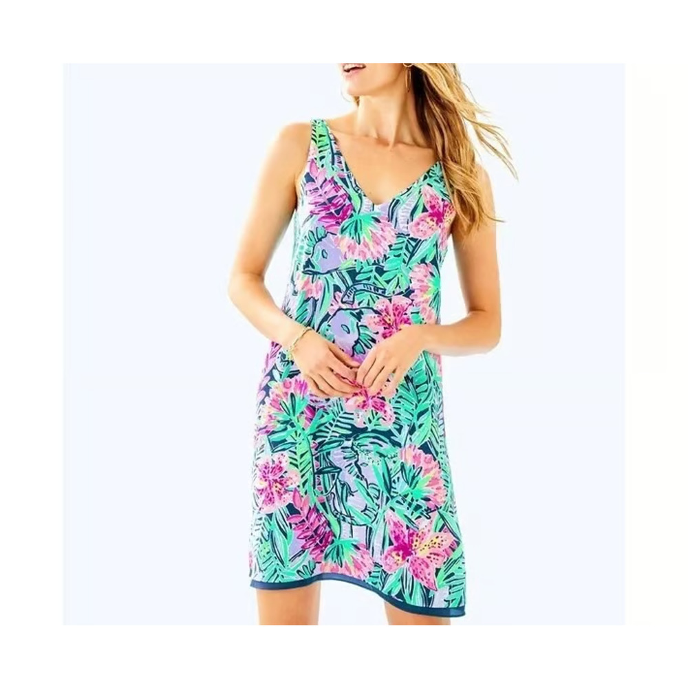 New W/Tags Lilly Pulitzer Reversible Florin V-Neck Dress in Slathouse Soiree XXS